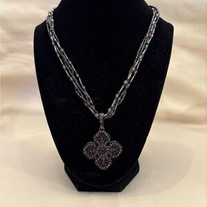 Premier Designs Purple and Green Beaded Necklace